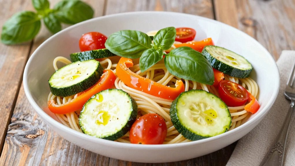 pâtes vibrantes avec des légumes